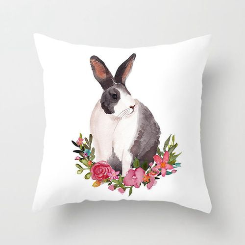 18/" Spring Easter Bunny Egg Pillow Case Throw Cushion Cover Home Sofa Decoration